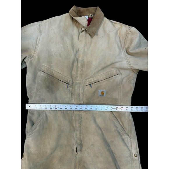 Carhartt Distressed Duck Coveralls L? Thrashed Grunge Americana Corduroy Collar - Picture 13 of 14